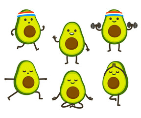 Funny cartoon avocado character
