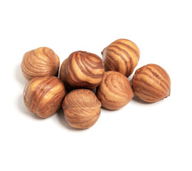 Hazelnuts isolated on white background, top view