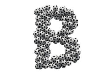 Letter B from soccer balls, 3D rendering