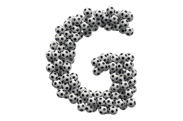 Letter G from soccer balls, 3D rendering