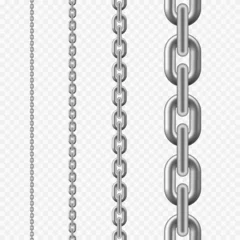 Foto op Aluminium Seamless chain pattern. Silver metallic chain texture. vector illustration isolated on transparent background © Ihor