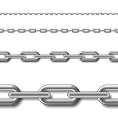 Seamless chain isolated on white background. Set of metallic Chain. Vector