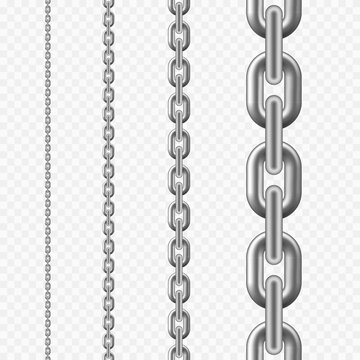 Seamless chain pattern. Silver metallic chain texture. vector illustration isolated on transparent background