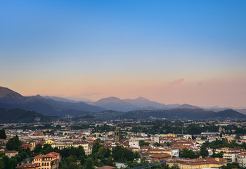 Panoramic view of the city of Bergamo, famous tourist destination in Lombardy, Italy.
