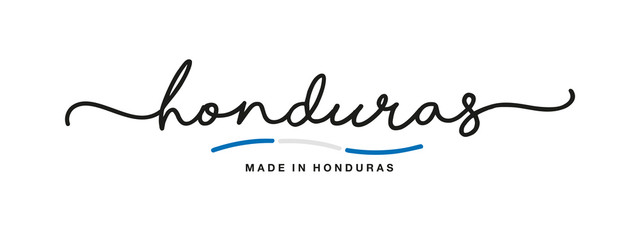 Made in Honduras handwritten calligraphic lettering logo sticker flag ribbon banner