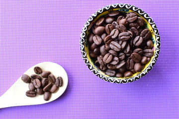 Colombian coffee beans, displayed in containers