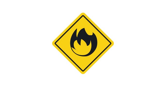 Fire and warning symbol Emoji, icon animation on white background