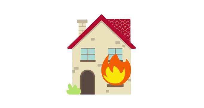 House on fire Emoji, animation of icons on white background