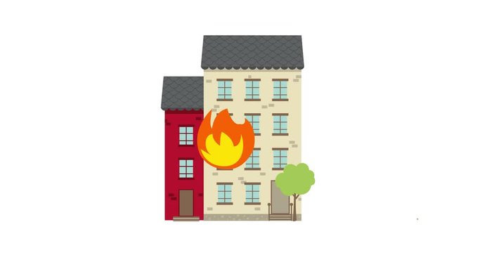 Building on fire Emoji, animation of icons on white background