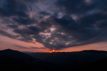 Alba vista dal Santuario della Beata Vergine di Castelmonte. Vista sui monti della Slovenia.
