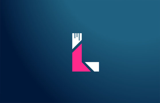 blue white pink alphabet L logo letter design icon for company and business