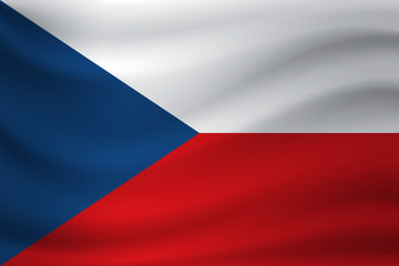Waving flag of Czech Republic. Vector illustration