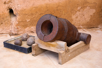 Old cannon in Badi Palace in Marrakech 