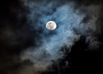 Naklejka na ściany i meble Full Moon and Dramatic, Colorful Clouds