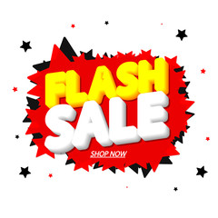 Flash Sale tag, bubble banner design template, app icon, vector illustration