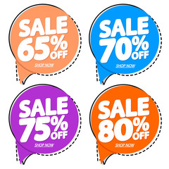 Set Sale tags, discount banners design template, app icons, vector illustration