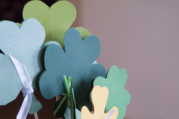 St Patricks Day vase arrangement with green clovers
