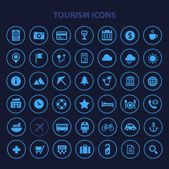 Tourism and Travel icon set, trendy flat icons