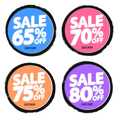 Set Sale tags, discount banners design template, app icons, vector illustration