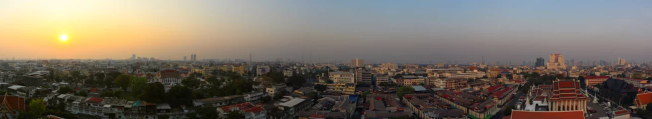 Foto op Canvas Panoramic view from above during sunset Bangkok © traveltofreedom