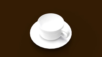 3D rendering of an empty porcelain coffee cup isolated