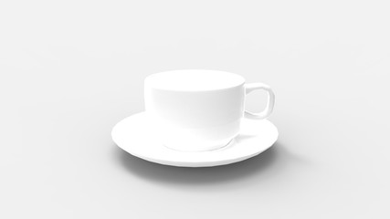 3D rendering of an empty porcelain coffee cup isolated