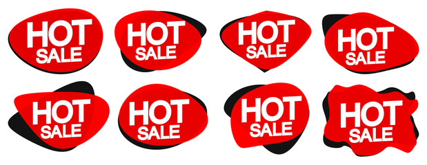 Set Hot Sale bubble banners design template, discount tags, app icons, vector illustration