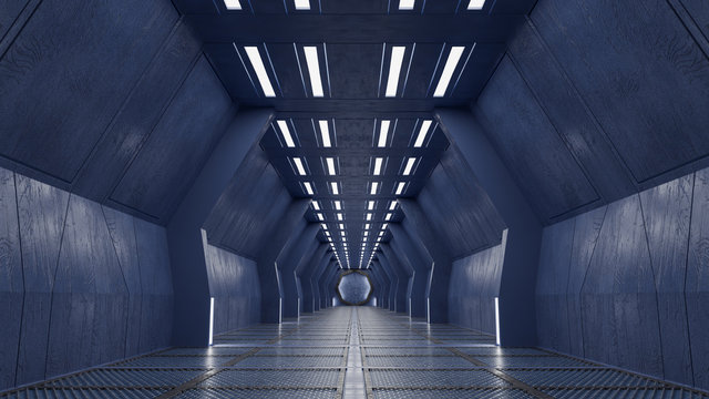 Sci-Fi Korridor oder Tunnel 3D-Rendering