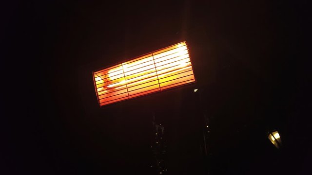 Electric infrared heater gives heat to the house. Electric heater. Close up of infrared lamp. Cozy warmth for home 