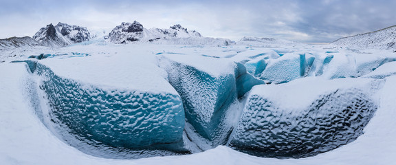 Skaftafell glacier and mountains, Vatnajokull National Park in Iceland. Nice day over the Iceland's largest glacier. Amazing Norway nature seascape popular tourist attraction famous travel locations © Michal