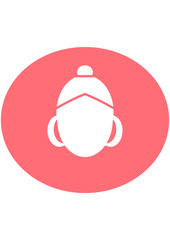 Woman, female face. Girl with earrings icon. Logo to the theme of the natural beauty of a woman. Beauty care concept. Illustrations can be used for topics such as cosmetology, skin cleansing, treatmen