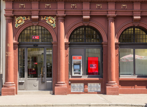 Basel, SWITZERLAND - July 1, 2019: Bank CIC office. Bank CIC (Switzerland) Ltd. is a subsidiary of the French financial group Credit Mutuel-CIC.