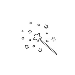 Vector Magic Wand line icon with star sparkle