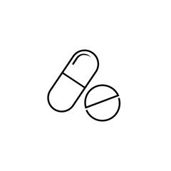 Pill line icon on white. Vector flat style