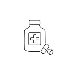 Obraz premium Pills with shadow vector line icon flat style
