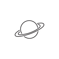 Saturn line icon in flat style. Planet vector illustration on white isolated background. Galaxy space business