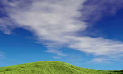 Blue sky and beautiful cloud with meadow tree. Plain landscape background for summer poster. The best view for holiday. picture of green grass field and blue sky with white clouds