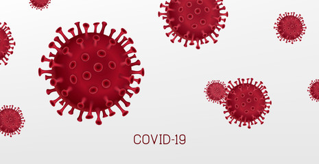 Vector influenza coronavirus background, virus 2019. 3d illustration, asian flu. Realistic bacteria, microbe infection and blood, biology banner, concept. Vector bacillus, microorganism in closeup.