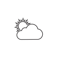 Grey Sun and cloud weather line icon isolated on white background. Vector Illustration