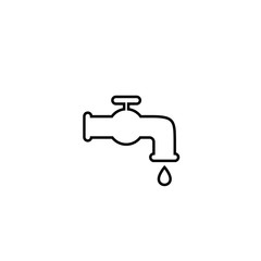 Water tap line icon on white. Faucet vector icon