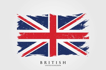 United Kingdom flag in grunge style. Brush stroke British flag. vector illustration - Powered by Adobe