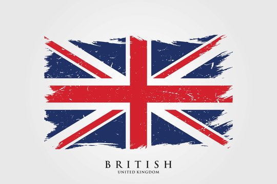 United Kingdom flag in grunge style. Brush stroke British flag. vector illustration
