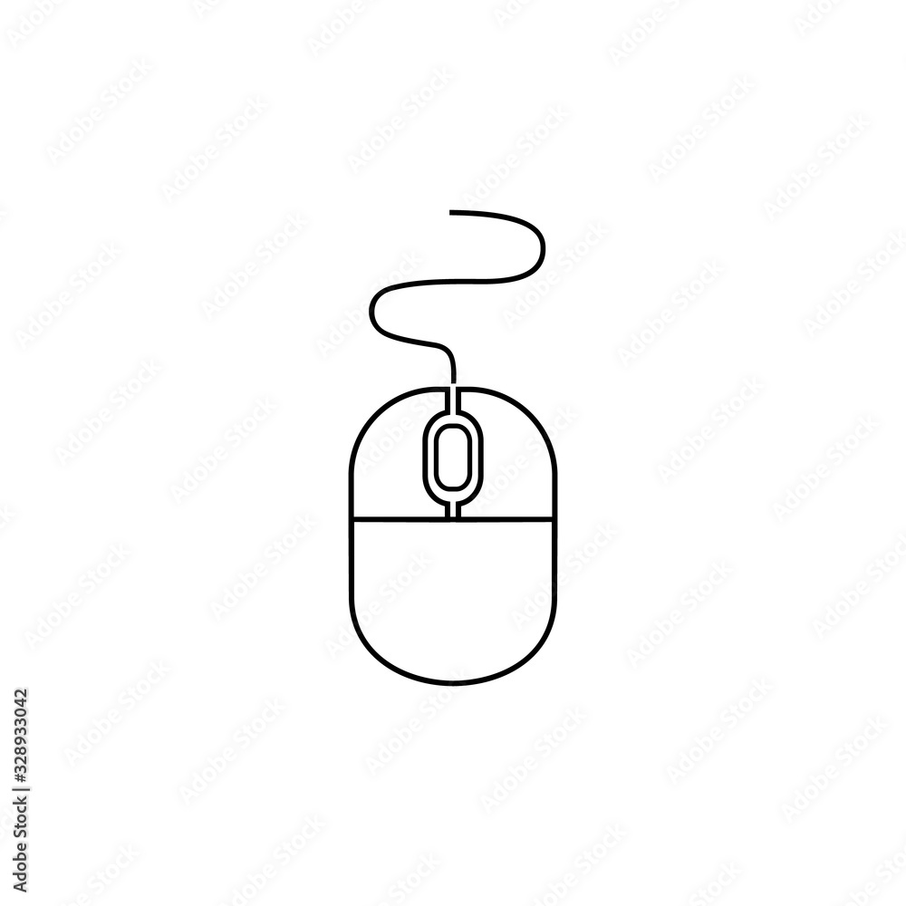 Poster computer mouse line icon in trendy flat style isolated on white background, for your web site design
