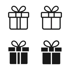 Gift box icon in line style isolated on white. vector illustration