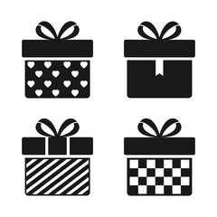 Gift Box icon set, isolated on white background. Vector illustration.