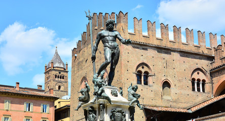Neptune's Fountain on Piazza del Nettuno, Neptun's Square .in Bologna, Italy  Sculpture of Neptune with trident © Grazyna Nowicka