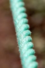 Close up of green stretched synthetic rope 