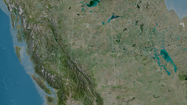 Alberta, Canada - outlined. Satellite