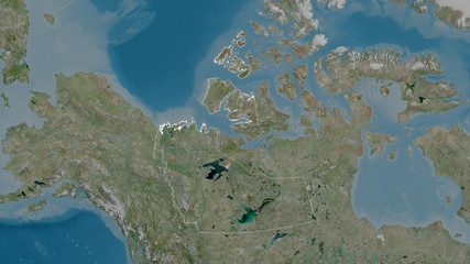 Northwest Territories, Canada - outlined. Satellite