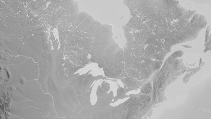 Ontario, Canada - outlined. Grayscale